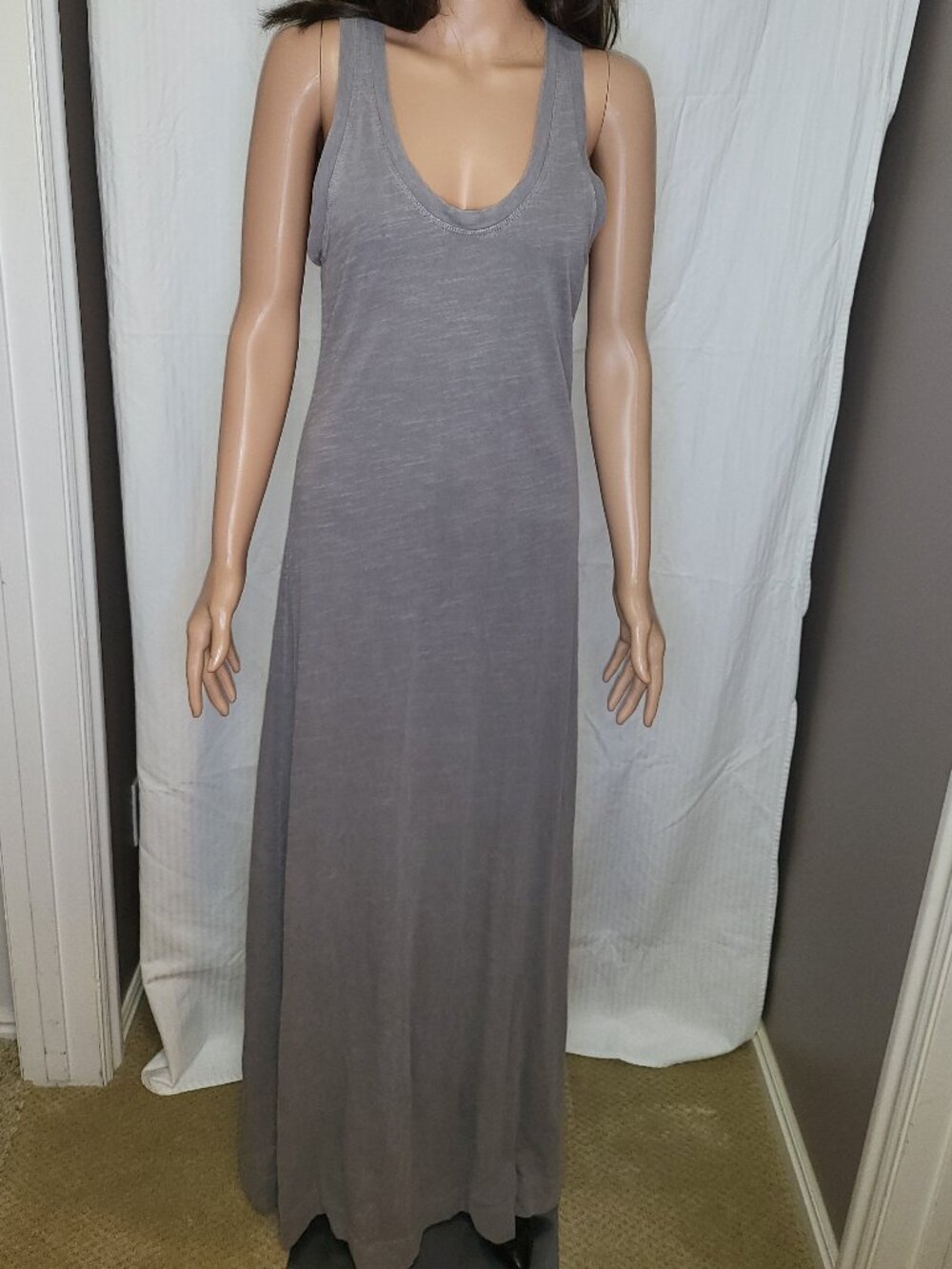 James Perse Racerback Tank Maxi Dress Women Size 3 Heather Grey Casual Lounge